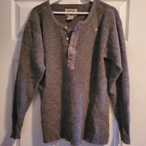 Stanfield's Men's Heritage Heavy Weight Wool Henley in Grey, Size Medium